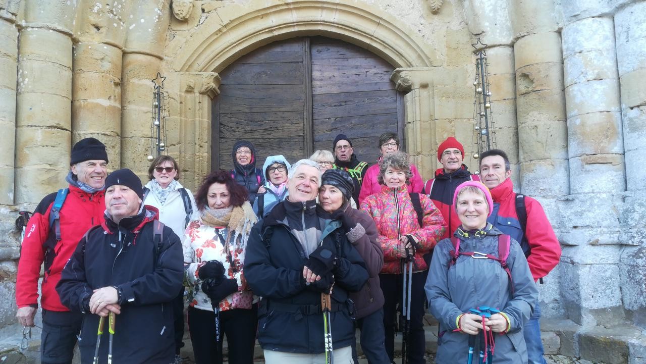 2020 01 19 rando devant eglise pimbo sur chemin st jacques