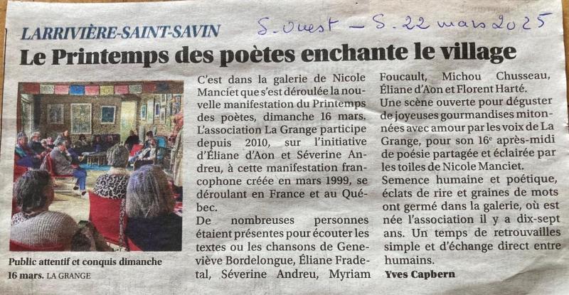 2025 Printemps des Poetes Sud Ouest