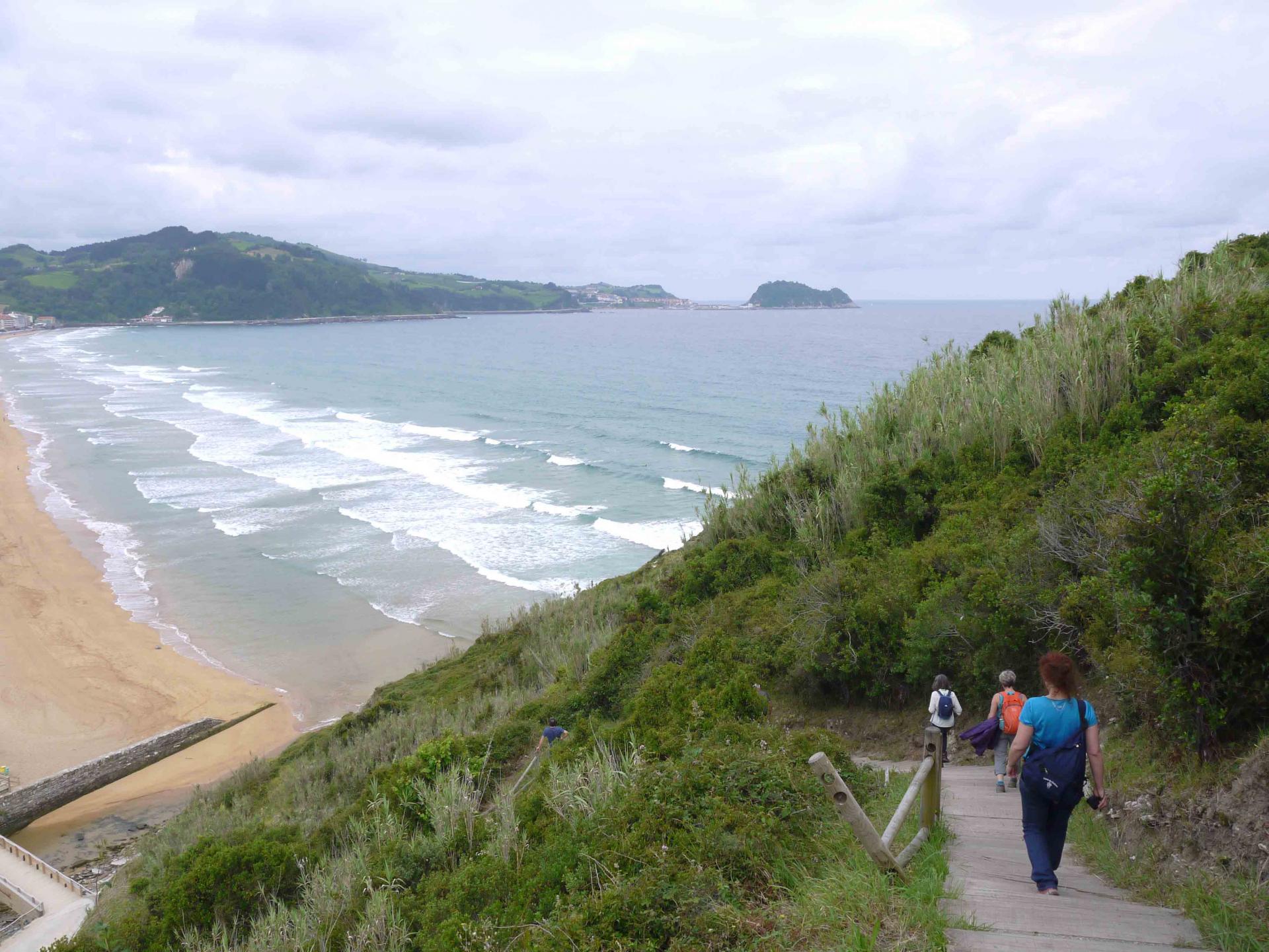 Arrivee sur la plage de zarautz