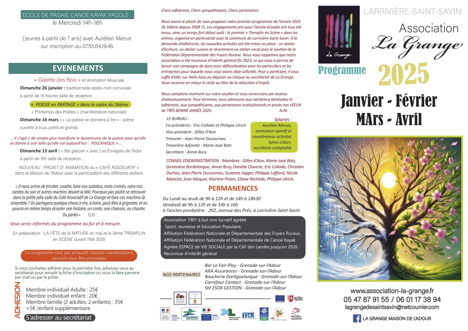 La grange programme janvier fevrier mars avril 2025
